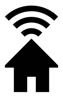 Evde wifi sembol simge - siyah basit, izole - vektör