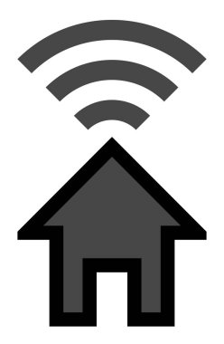 Evde wifi sembol simge - izole anahat ile siyah - vektör
