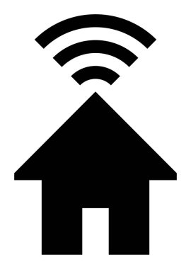 Evde wifi sembol simge - siyah basit, izole - vektör