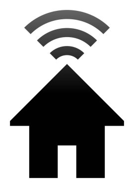 Evde wifi sembol simge - siyah degrade, izole - vektör