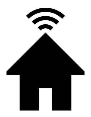 Evde wifi sembol simge - siyah basit, izole - vektör