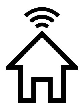 Evde wifi sembol simge - siyah basit anahat, izole - vektör