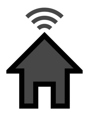 Evde wifi sembol simge - izole anahat ile siyah - vektör
