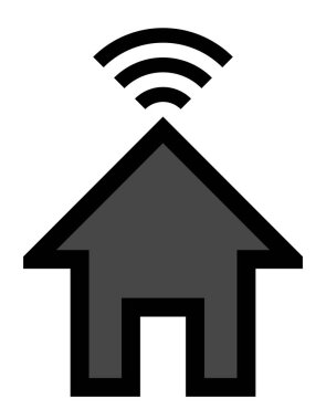 Evde wifi sembol simge - izole anahat ile siyah - vektör