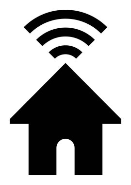 Evde wifi sembol simge - siyah basit, izole - vektör
