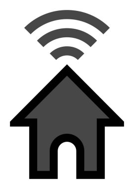 Evde wifi sembol simge - izole anahat ile siyah - vektör