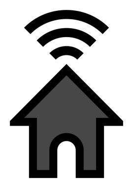 Evde wifi sembol simge - izole anahat ile siyah - vektör