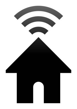 Evde wifi sembol simge - siyah degrade, izole - vektör