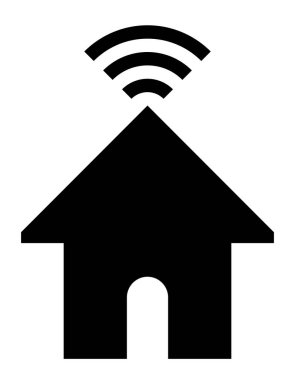 Evde wifi sembol simge - siyah basit, izole - vektör