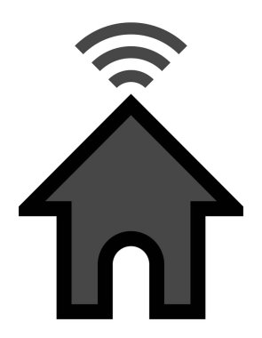 Evde wifi sembol simge - izole anahat ile siyah - vektör