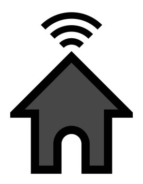 Evde wifi sembol simge - izole anahat ile siyah - vektör