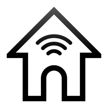Evde wifi sembol simge - siyah degrade anahat, izole - vecto