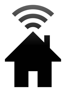 Evde wifi sembol simge - siyah degrade, izole - vektör