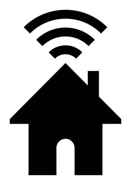 Evde wifi sembol simge - siyah basit, izole - vektör