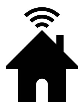 Evde wifi sembol simge - siyah basit, izole - vektör