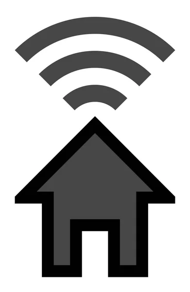 Accueil icône de symbole wifi - noir avec contour, isolé - vecteur — Image vectorielle