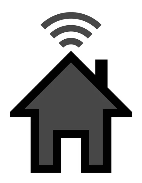 Home wifi symbol icon - black with outline, isolated - vector — Stock Vector