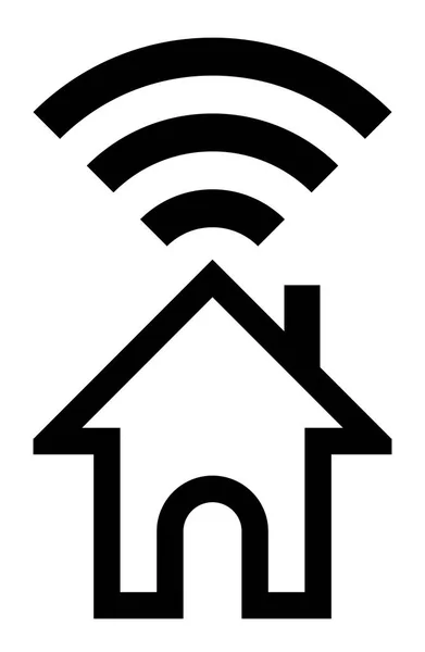 家庭无线网络符号图标-黑色简单的轮廓, 隔离-向量 — 图库矢量图片