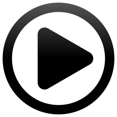 Düğme simgesi - siyah klasik degrade, oynamak izole - vektör