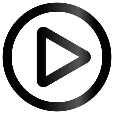 Düğme simgesi - izole siyah klasik degrade anahat, - ve oyun