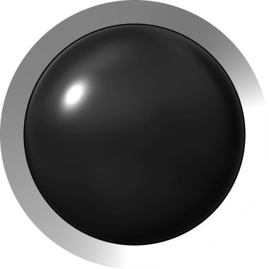 Web düğme 3d - siyah parlak metal çerçeve ile gerçekçi