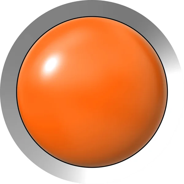 Botón web 3d - naranja brillante realista con marco de metal —  Fotos de Stock