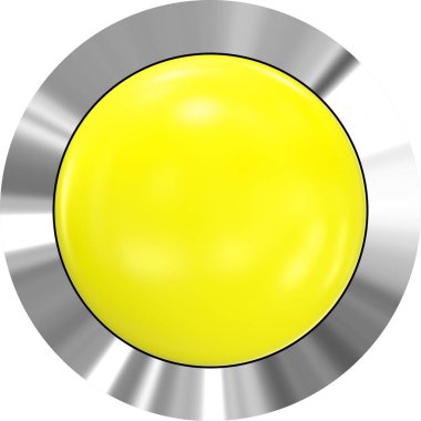 Web düğme 3d - sarı parlak metal çerçeve ile gerçekçi