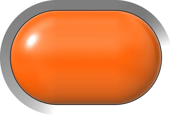 Botão web 3d - laranja brilhante realista com moldura de metal, t fácil — Fotografia de Stock