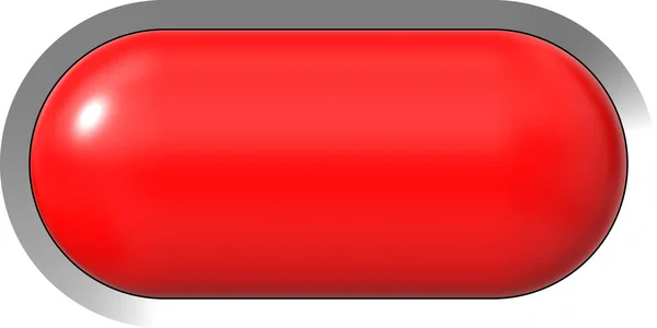 Bouton Web 3d - rouge brillant réaliste avec cadre métallique, facile à e — Photo