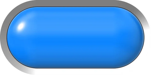 Bouton Web 3d - bleu brillant réaliste avec cadre métallique, facile à — Photo