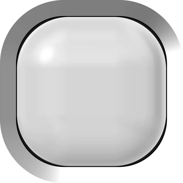 Webové tlačítko 3d - Bílý lesklý realistické s kovovým rámem, snadno — Stock fotografie