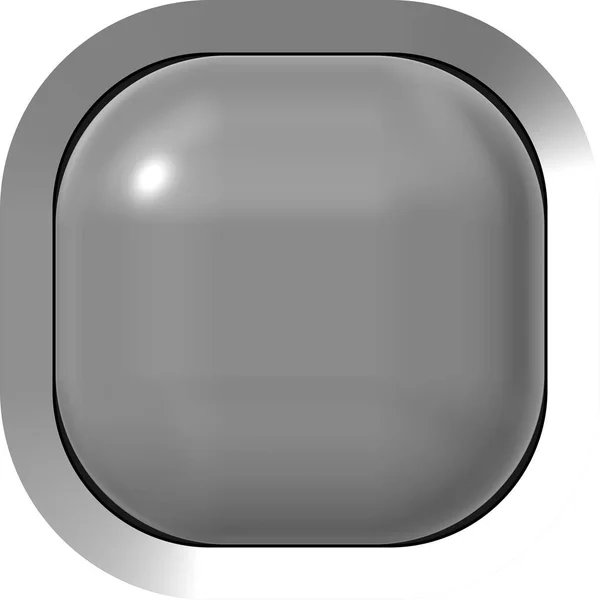 Botão web 3d - cinza brilhante realista com armação de metal, fácil de — Fotografia de Stock