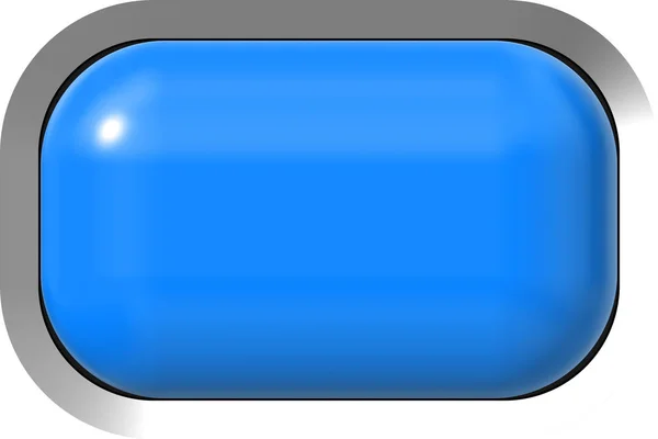 Bouton Web 3d - bleu brillant réaliste avec cadre métallique, facile à — Photo
