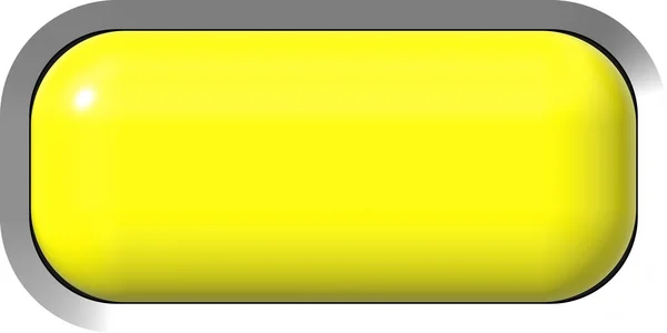 Web gomb 3d - sárga fényes fém kerettel, könnyű t reális — Stock Fotó