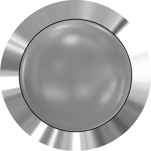 Webbutton 3d - grau glänzend realistisch mit Metallrahmen — Stockfoto