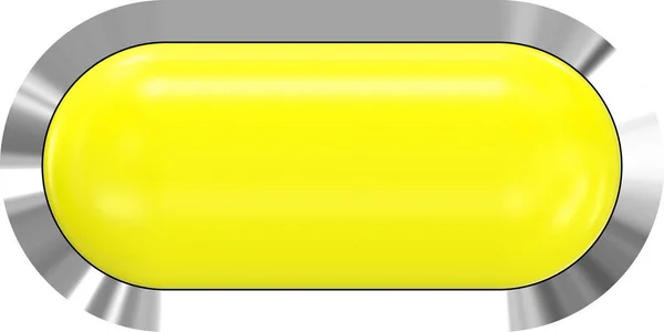 Pulsante web 3d - giallo lucido realistico con struttura in metallo, facile t — Foto Stock