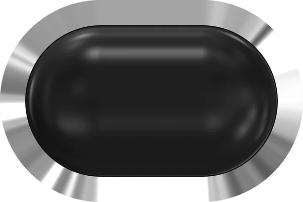 Botón web 3d - negro brillante realista con marco de metal, fácil de — Foto de Stock