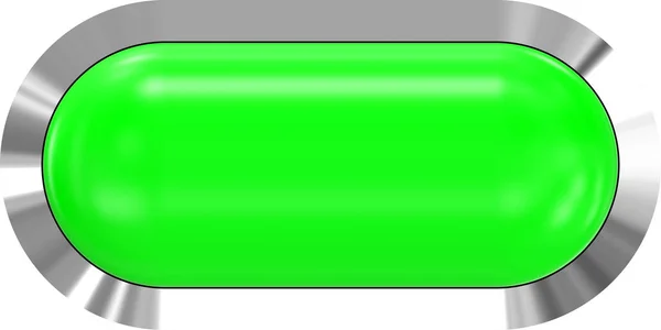 网页按钮 3d-绿色光泽逼真与金属框架, 易于 — 图库照片