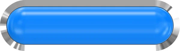 Web knop 3d - blauw glanzend realistisch met metalen frame, eenvoudig te — Stockfoto