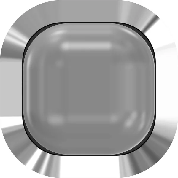 Webové tlačítko 3d - šedé lesklé realistické s kovovým rámem, snadno — Stock fotografie