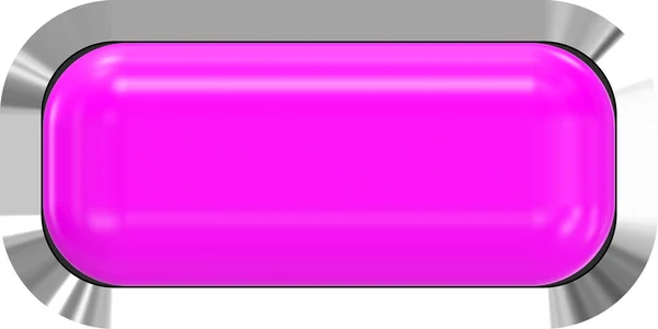 Webové tlačítko 3d - fialové lesklé realistické s kovovým rámem, jednoduché t — Stock fotografie