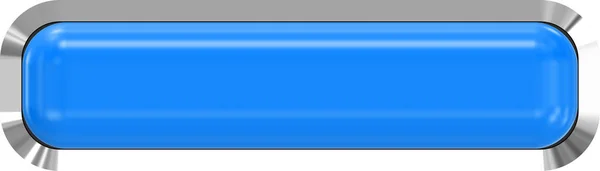 Web düğme 3d - mavi parlak metal çerçeve, kolay ile gerçekçi — Stok fotoğraf