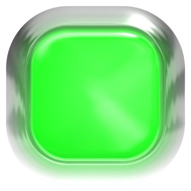 Web düğme 3d - yeşil parlak metal çerçeve, kolay ile gerçekçi