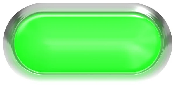 Веб-кнопка 3d - зелений глянсовий реалізм з металевою рамкою, легко — стокове фото
