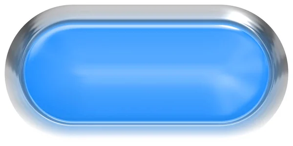 Botón web 3d - azul brillante realista con marco de metal, fácil de —  Fotos de Stock