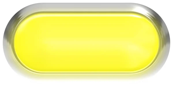 网页按钮 3d-黄色光泽逼真与金属框架, 容易 t — 图库照片