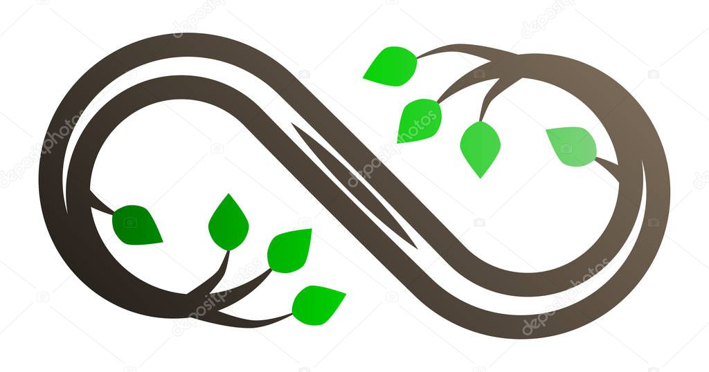 Infinity flourish symbol icon - tree gradient outline, isolated 