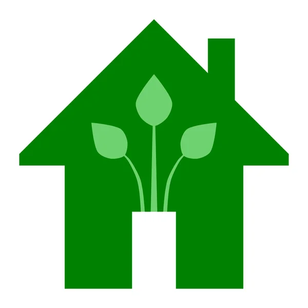 Eko ev-yeşil ev simgesi-yeşil, izole-vektör — Stok Vektör