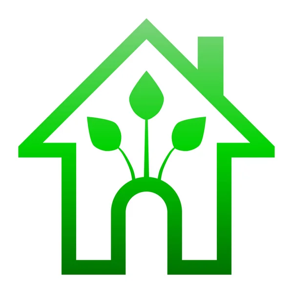 Eko ev-yeşil ev simgesi-yeşil degrade anahat, izole - — Stok Vektör