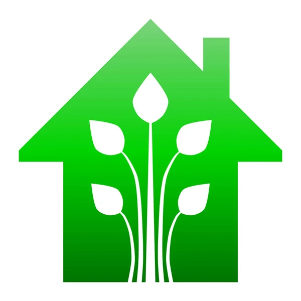 Eco house - green home icon - green gradient, isolated - vector — Stock Vector